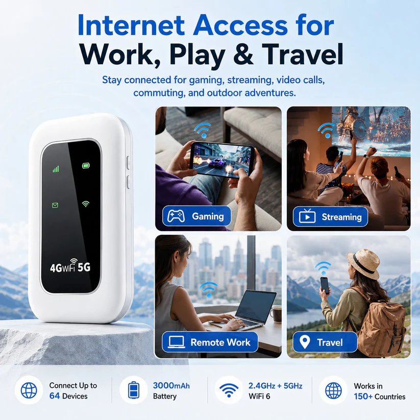 ✨ All-Network Pocket WiFi – Ready in Seconds No Setup! No Hassle! Just Connect!🔥[Power on and use, free for life]