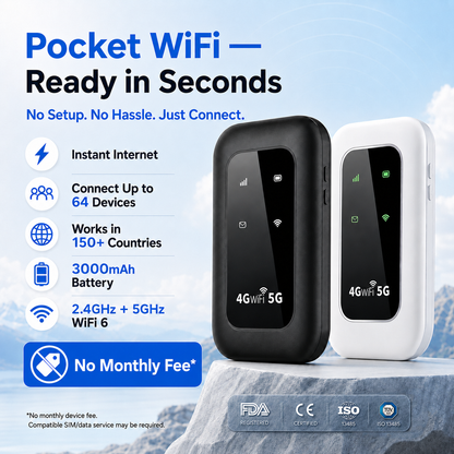 ✨ All-Network Pocket WiFi – Ready in Seconds No Setup! No Hassle! Just Connect!🔥[Power on and use, free for life]