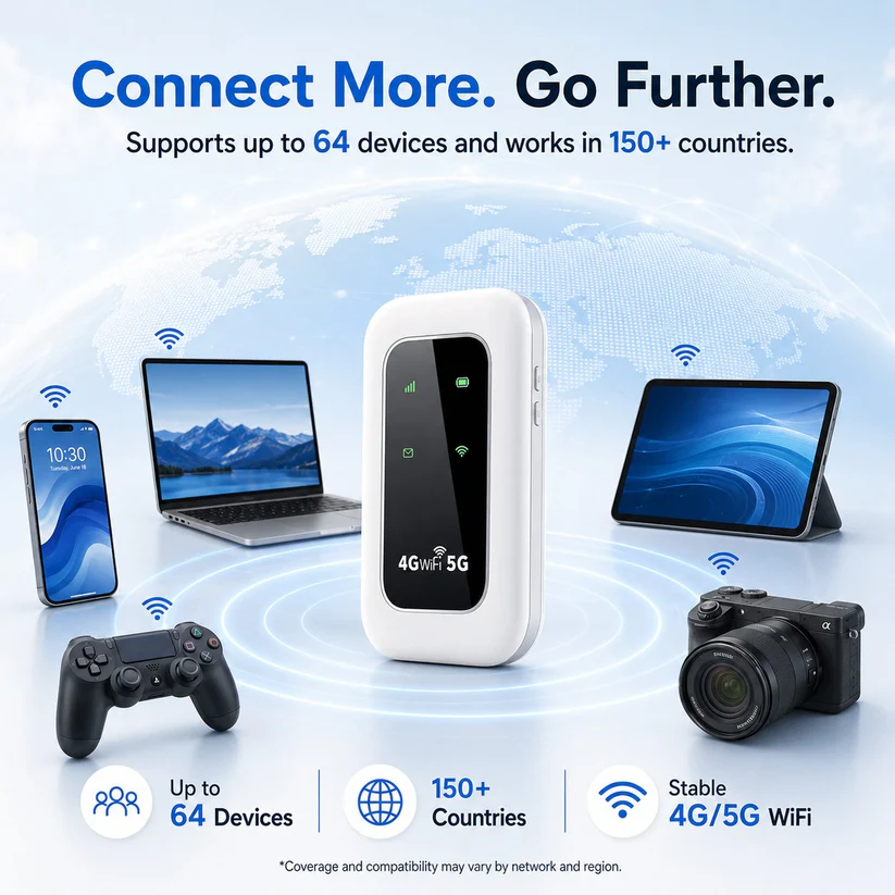 ✨ All-Network Pocket WiFi – Ready in Seconds No Setup! No Hassle! Just Connect!🔥[Power on and use, free for life]