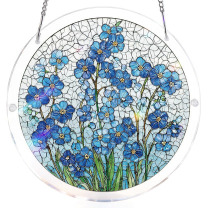 Acrylic Jigsaw Puzzle Suncatcher - Azure Bloom Whisper