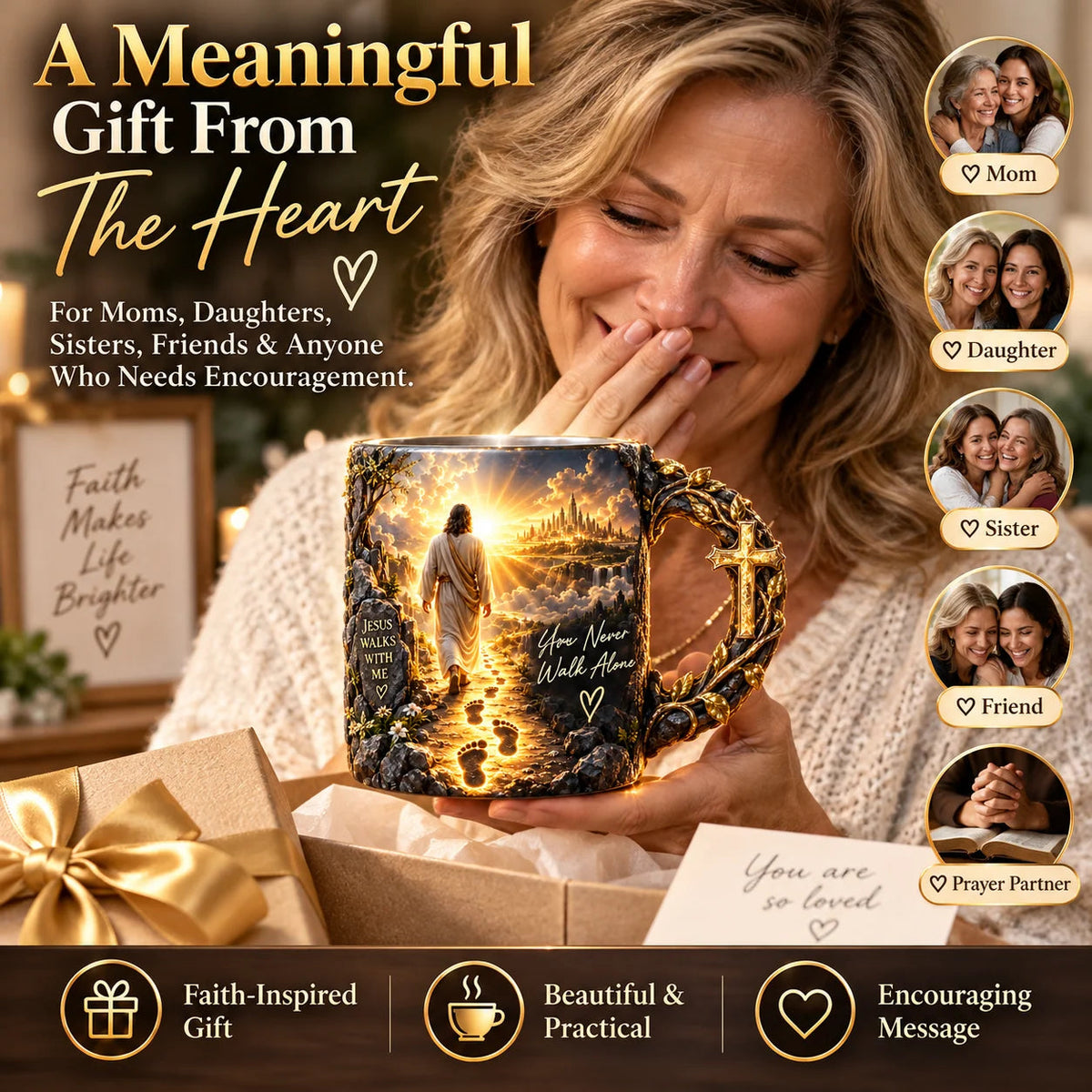 🔥Last Day 50% OFF♥✝️ Jesus Walks With Me™ – Heat-Reveal Faith Mug | You Are Never Alone